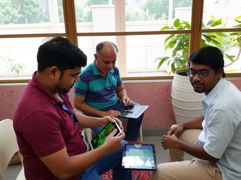 Fish Farm India - Community Meetup Fish Farm India community meetup in Kolkata with players showcasing their in-game farms on tablets